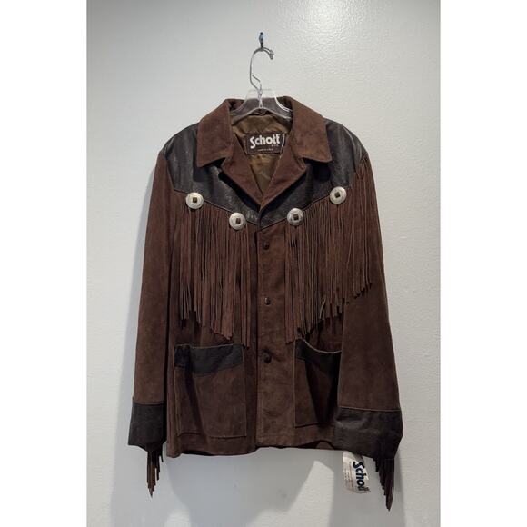 Schott NYC Other - Vintage Schott NYC Leather Suede Jacket Size 38 Western Fringe Brown USA Country